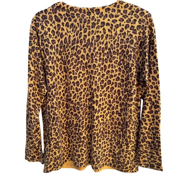 Avon Vintage Womens Leopard Print Rose Floral Knit One Piece Cardigan Sweater M - Picture 4 of 9